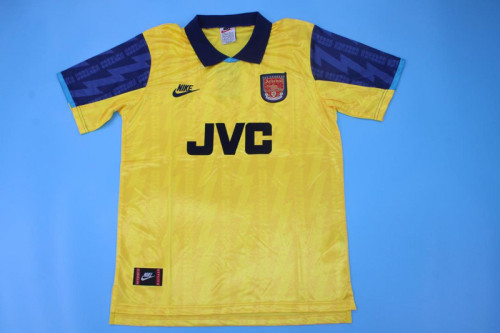 Retro Jersey 1994-1995 Arsenal Third Away Yellow Soccer Jersey Vintage Football Shirt