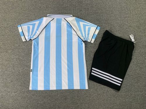 Retro Youth Uniform Kids Kit 1996-1997 Argentina Home Soccer Jersey Shorts Vintage Child Football Set