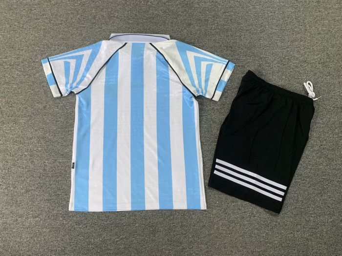 Retro Youth Uniform Kids Kit 1996-1997 Argentina Home Soccer Jersey Shorts Vintage Child Football Set