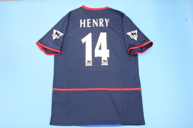 with EPL Patch Retro Jersey 2002-2003 Arsenal HENRY 14 Away Blue Soccer Jersey Vintage Football Shirt