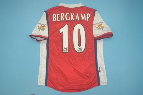 with EPL Patch Retro Jersey 1998-1999 Arsenal BERGKAMP 10 Home Soccer Jersey Vintage Football Shirt