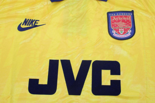 Retro Jersey 1994-1995 Arsenal Third Away Yellow Soccer Jersey Vintage Football Shirt