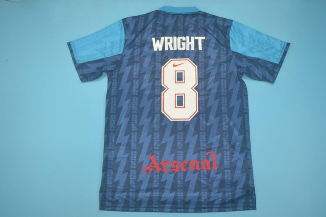 with EPL Patch Retro Jersey Arsenal 1994-1995 WRIGHT 8 Away Blue Soccer Jersey Vintage Football Shirt