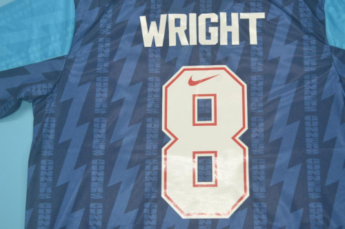 with EPL Patch Retro Jersey Arsenal 1994-1995 WRIGHT 8 Away Blue Soccer Jersey Vintage Football Shirt