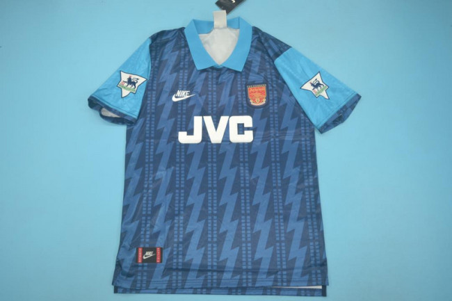 with EPL Patch Retro Jersey Arsenal 1994-1995 Away Blue Soccer Jersey Vintage Football Shirt