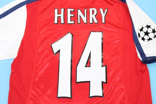 with UCL Patch Retro Jersey 2000-2002 Arsenal HENRY 14 Home Soccer Jersey Vintage Football Shirt