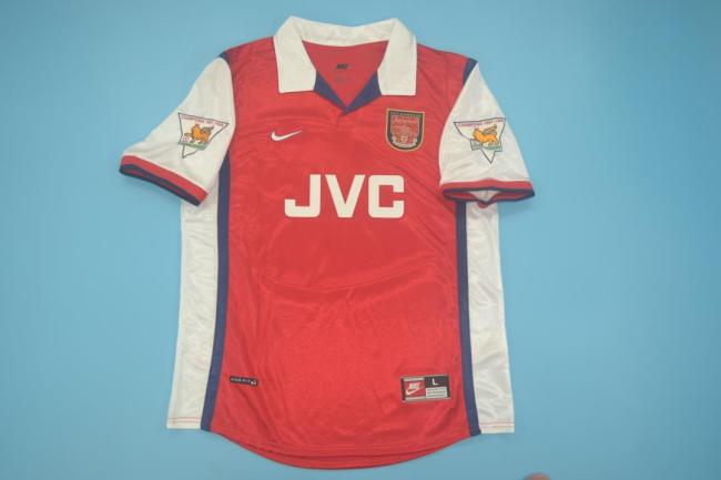 with EPL Patch Retro Jersey 1998-1999 Arsenal Home Soccer Jersey Vintage Football Shirt