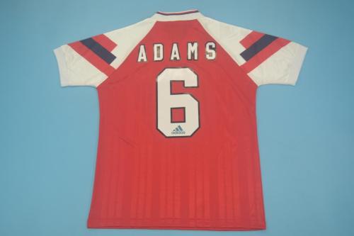 Retro Jersey 1992-1994 Arsenal ADAMS 6 Home Soccer Jersey Vintage Football Shirt