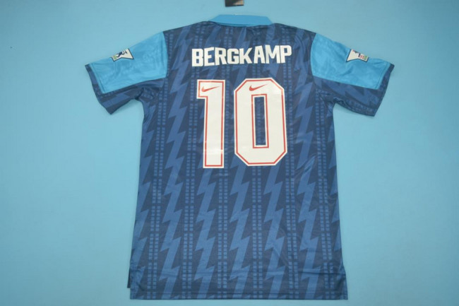 with EPL Patch Retro Jersey Arsenal 1994-1995 BERGKAMP 10 Away Blue Soccer Jersey Vintage Football Shirt
