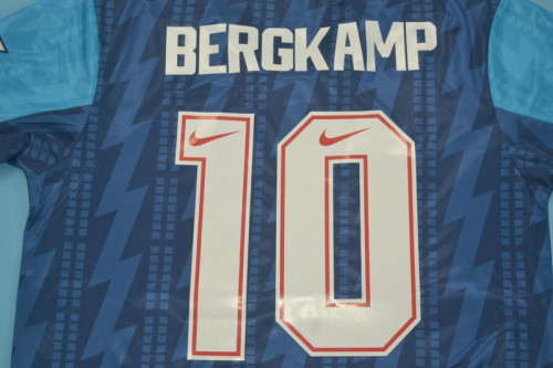 with EPL Patch Retro Jersey Arsenal 1994-1995 BERGKAMP 10 Away Blue Soccer Jersey Vintage Football Shirt