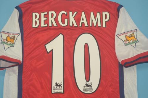 with EPL Patch Retro Jersey 1998-1999 Arsenal BERGKAMP 10 Home Soccer Jersey Vintage Football Shirt