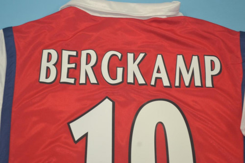 with UCL Patch Retro Jersey 1998-1999 Arsenal BERGKAMP 10 Home Soccer Jersey Vintage Football Shirt
