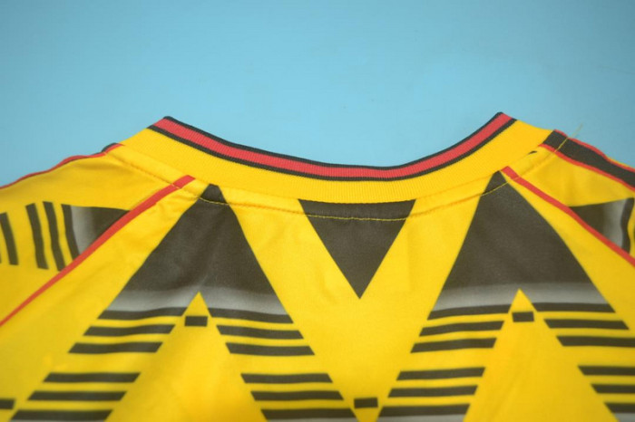 with EPL Patch Retro Jersey 1991-1993 Arsenal Away Yellow Vintage Soccer Jersey