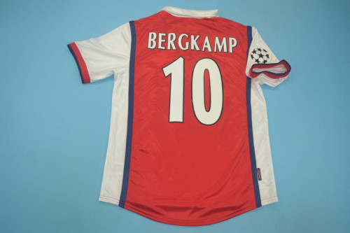 with UCL Patch Retro Jersey 1998-1999 Arsenal BERGKAMP 10 Home Soccer Jersey Vintage Football Shirt