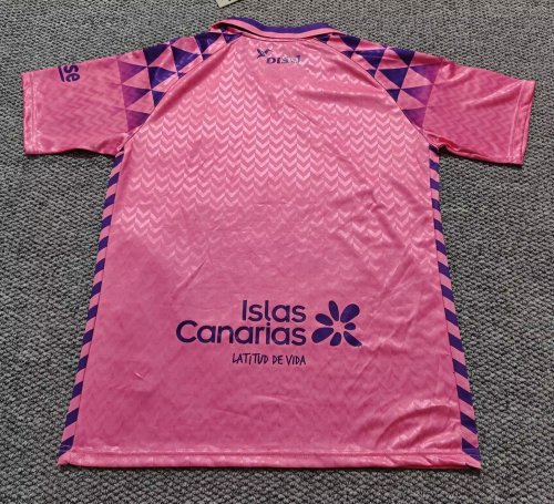 with All Sponor Logos Fan Version 2024-2025 Las Palmas Pink Home Soccer Jersey