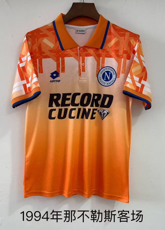 Retro Jersey 1994 Calcio Napoli Away Orange Soccer Jersey Napoles Vintage Football Shirt