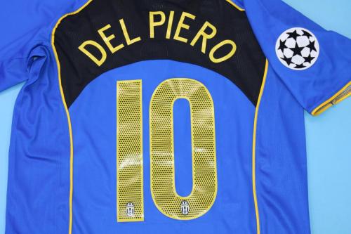 with UCL Patch Retro Jersey 2004-2005 Juventus DEL PIERO 10 Away Blue Soccer Jersey Vintage Football Shirt