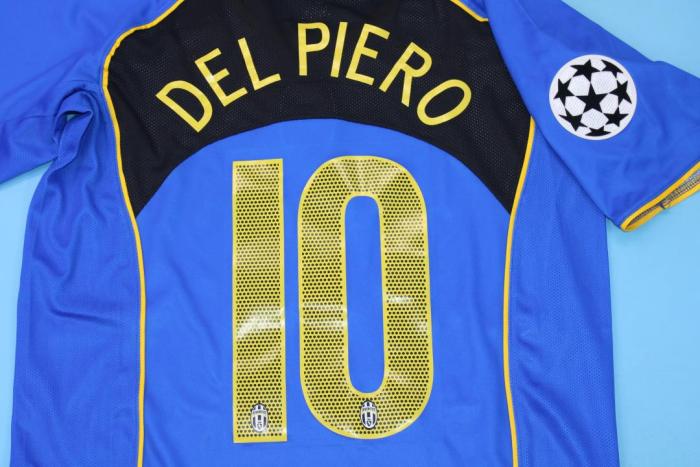 with UCL Patch Retro Jersey 2004-2005 Juventus DEL PIERO 10 Away Blue Soccer Jersey Vintage Football Shirt