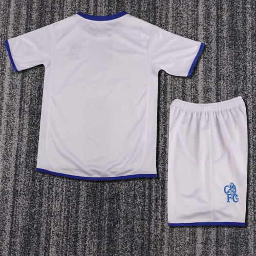 Retro Youth Uniform Kids Kit 2003-2005 Chelsea Away White Soccer Jersey Shorts Vintage Child Football Set