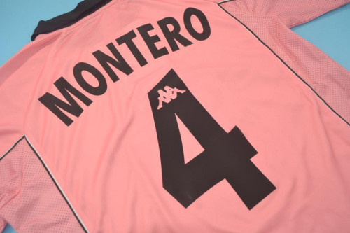 with Scudetto+Serie A Patch Retro Jersey 1997-1998 Juventus MONTERO 4 Away Pink Soccer Jersey Vintage Maillot de Foot