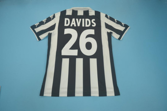 Retro Jersey 1999-2000 Juventus DAVIDS 26 Home Black/White Soccer Jersey Vintage Football Shirt