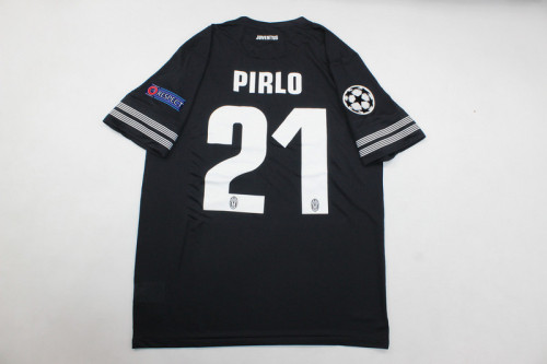 with Scudetto+UCL Patch Retro Jersey 2012-2013 Juventus PIRLO 21 Away Black Soccer Jersey Vintage Football Shirt