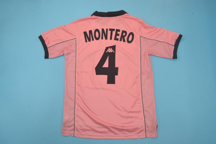 with Scudetto+Serie A Patch Retro Jersey 1997-1998 Juventus MONTERO 4 Away Pink Soccer Jersey Vintage Maillot de Foot