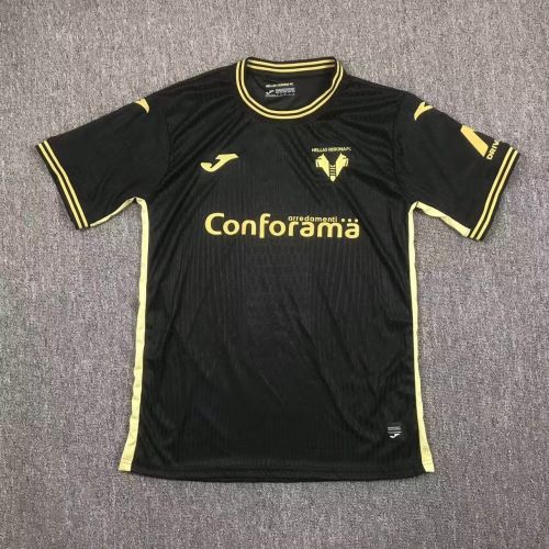 Fan Version 2024-2025 Hellas Verona Third Away Black Soccer Jersey Football Shirt