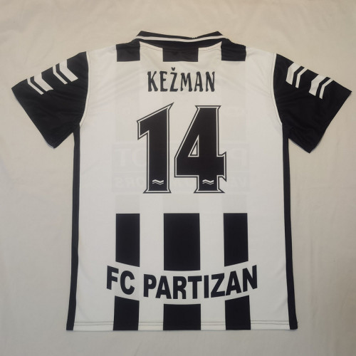 FK Partizan KEZMAN 14 Black/White Soccer Jersey Football Shirt