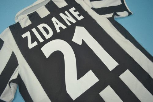 Retro Jersey 1999-2000 Juventus ZIDANE 21 Home Black/White Soccer Jersey Vintage Football Shirt