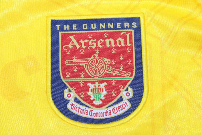 with EPL Patch Retro Jersey 1996-1997 Arsenal Away Yellow Soccer Jersey Vintage Football Shirt