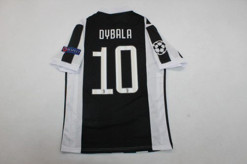 with Scudetto+UCL Patch Retro Jersey 2017-2018 Juventus DYBALA 10 Home Soccer Jersey Vintage Football Shirt