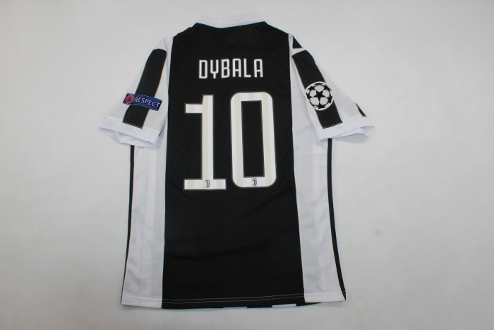 with Scudetto+UCL Patch Retro Jersey 2017-2018 Juventus DYBALA 10 Home Soccer Jersey Vintage Football Shirt