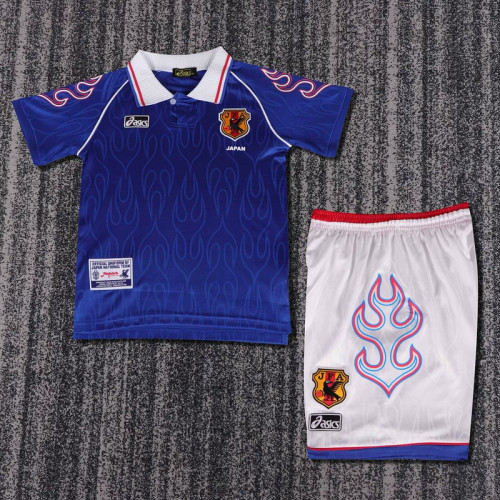Retro Youth Uniform Kids Kit Japan 1998 Home Soccer Jersey Shorts Child Football Set