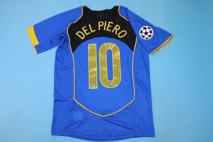 with UCL Patch Retro Jersey 2004-2005 Juventus DEL PIERO 10 Away Blue Soccer Jersey Vintage Football Shirt