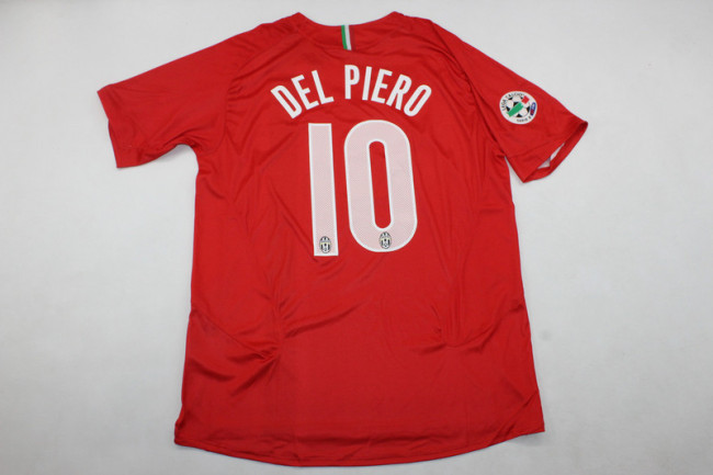 with Serie A Patch Retro Jersey 2005-2006 Juventus DEL PIERO 10 Away Red Soccer Jersey Vintage Football Shirt