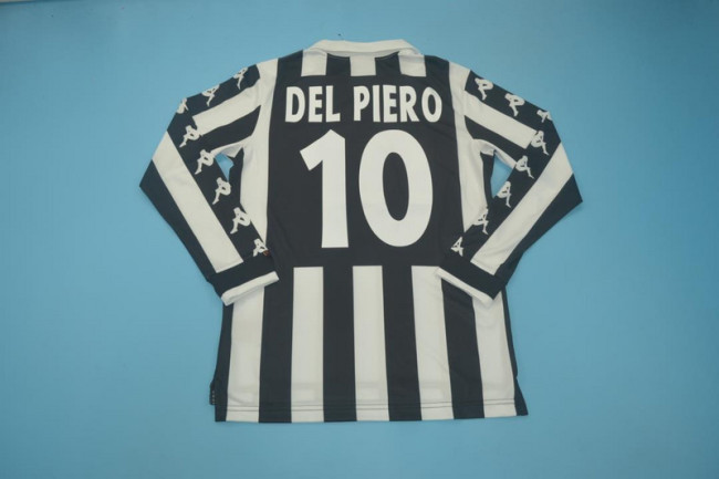 Long Sleeve Retro Jersey 1999-2000 Juventus DEL PIERO 10 Home Black/White Soccer Jersey Vintage Football Shirt