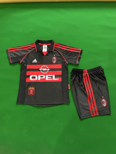 Retro Youth Uniform Kids Kit 1998-1999 AC Milan Home Soccer Jersey Shorts Vintage Child Football Set