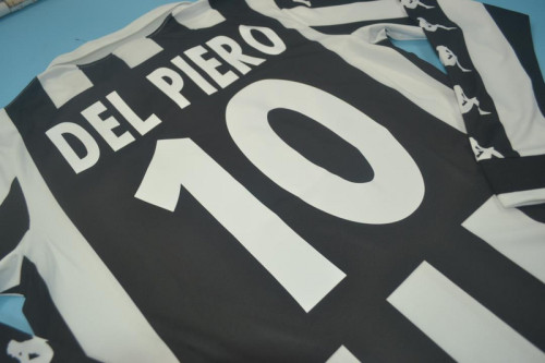 Long Sleeve Retro Jersey 1999-2000 Juventus DEL PIERO 10 Home Black/White Soccer Jersey Vintage Football Shirt