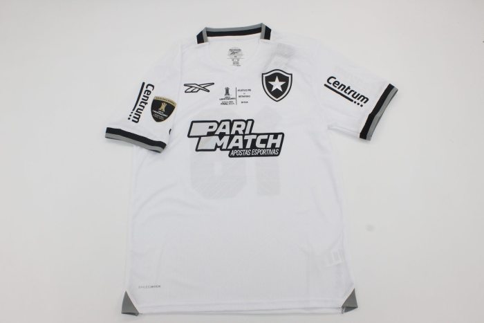 with Front Lettering+Conmebol Libertadores Patch Fan Version 2024-2025 Botafogo ALMADA 18 Liber Final Third Away White Soccer Jersey Football Shirt