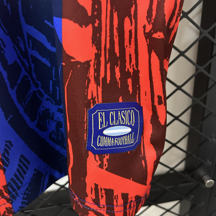 Comma Kit Barca Camisetas de Futbol 2024-2025 Barcelona Blue/Orange Soccer Jersey