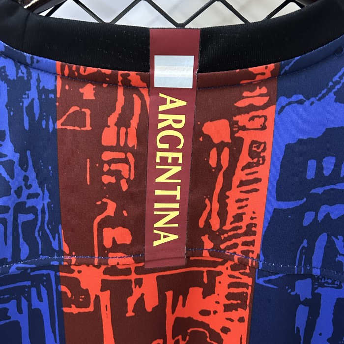 Comma Kit Barca Camisetas de Futbol 2024-2025 Barcelona Blue/Orange Soccer Jersey