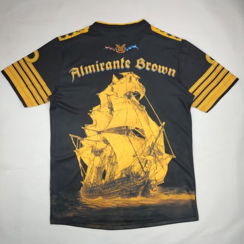 Fan Version 2024-2025 Club Almirante Brown Black Soccer Jersey Football Shirt