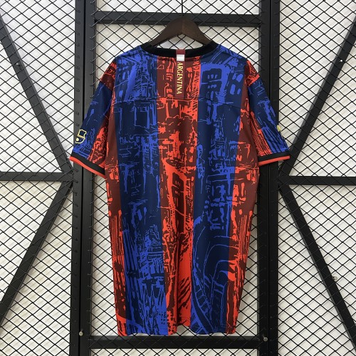 Comma Kit Barca Camisetas de Futbol 2024-2025 Barcelona Blue/Orange Soccer Jersey