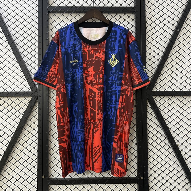 Comma Kit Barca Camisetas de Futbol 2024-2025 Barcelona Blue/Orange Soccer Jersey