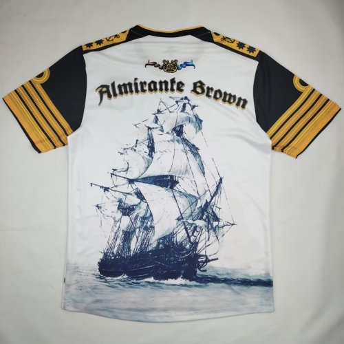 Fan Version 2024-2025 Club Almirante Brown White Soccer Jersey Football Shirt