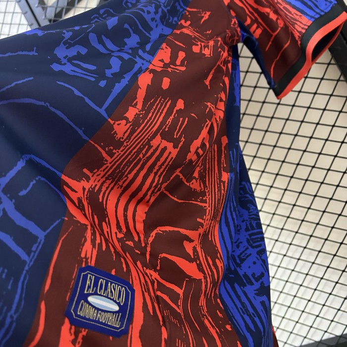 Comma Kit Barca Camisetas de Futbol 2024-2025 Barcelona Blue/Orange Soccer Jersey