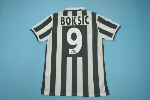 Retro Jersey 1996-1997 Juventus BOKSIC 9 Home Soccer Jersey Vintage Football Shirt