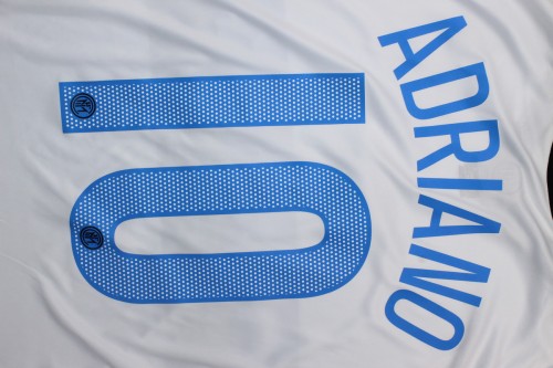 with Serie A Patch Retro Jersey 2005-2006 Inter Milan ADRIANO 10 Away White Soccer Jersey Vintage Inter Football Shirt