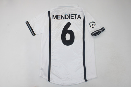 with UCL Patch Retro Jersey 2000-2001 Valencia MENDIETA 6 Home Soccer Jersey Vintage Football Shirt